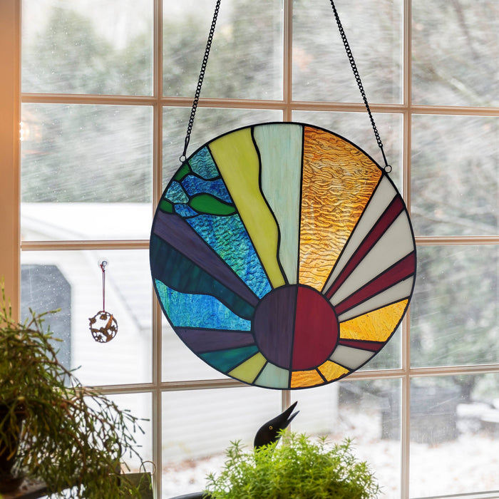12.75"H Isaiah Multicolor Stained Glass Window Panel