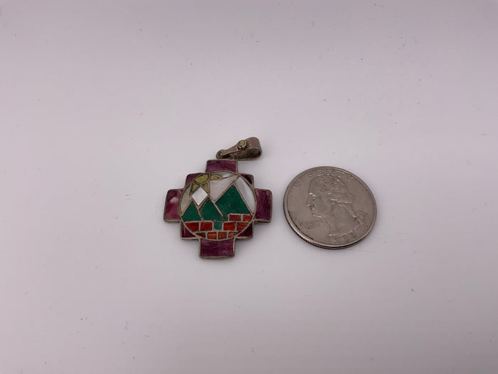 950 silver Navajo mountain cross pendant