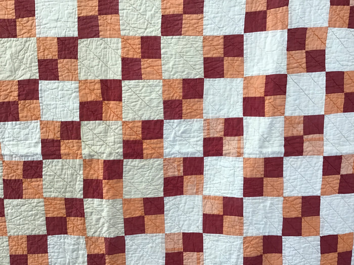 Antique 4 Block Hand Quilted Quilt 63”x76.5