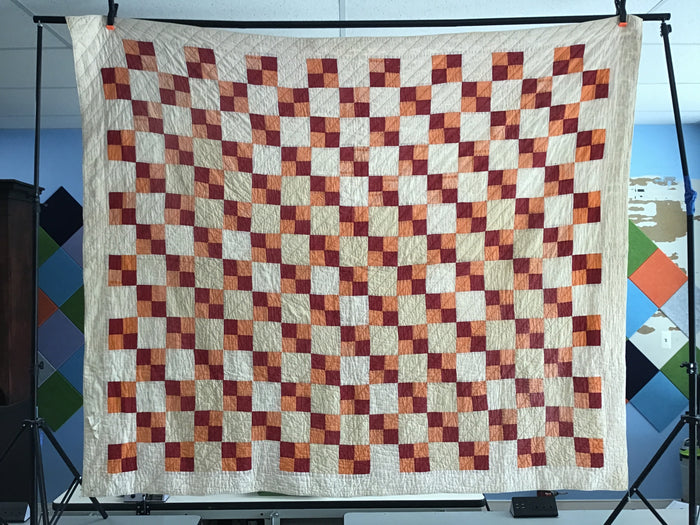 Antique 4 block hand quilted quilt