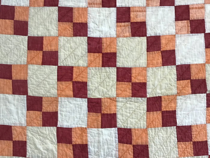 Antique 4 block hand quilted quilt