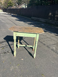 Antique green chippy paint side table