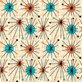 Atomic (Orange and Turquoise with vanilla background) -108" Wideback