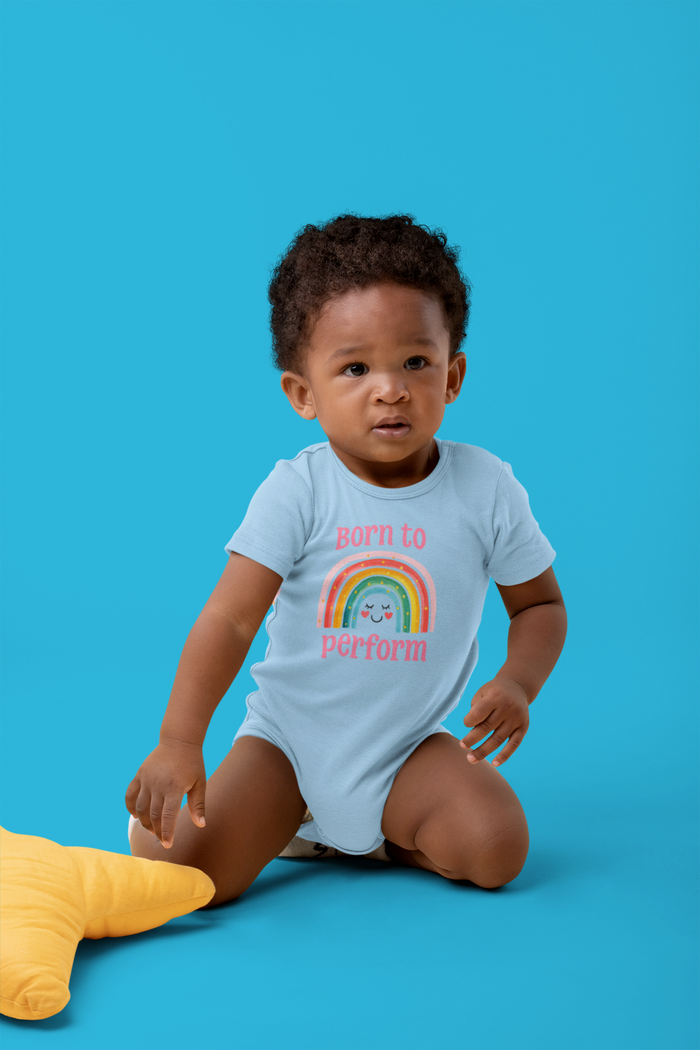 Born to Perform Baby Bodysuit: Rainbow Theater Outfit, 100% Cotton
