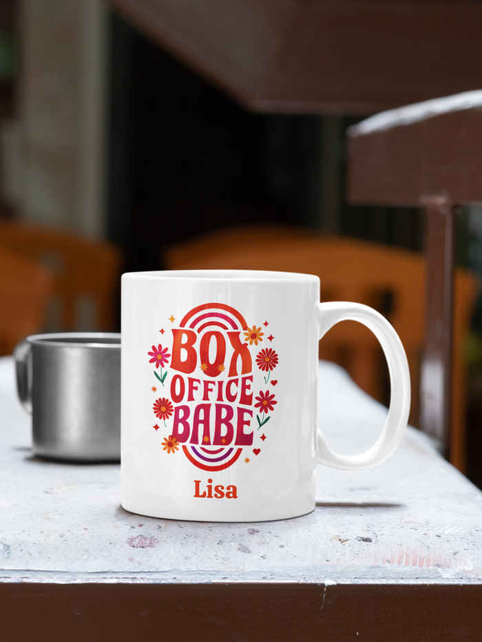 Box Office Babe Personalized Mug | White or Black | 11oz & 15oz Sizes | Theater Gift for Box Office Crew
