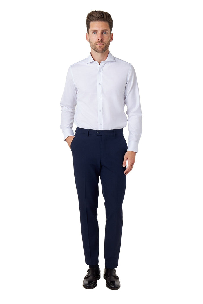 Men's Neil Navy Gold Pinstripe Double Breasted 5-Piece Suit Bundle
