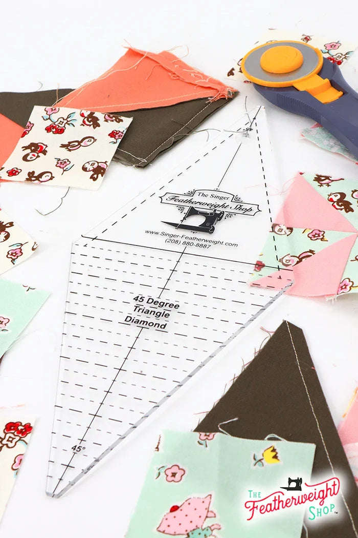 Cutting Ruler, 45 Degree Diamond / Rhombus and Triangle - Featherweight Shop Exclusive