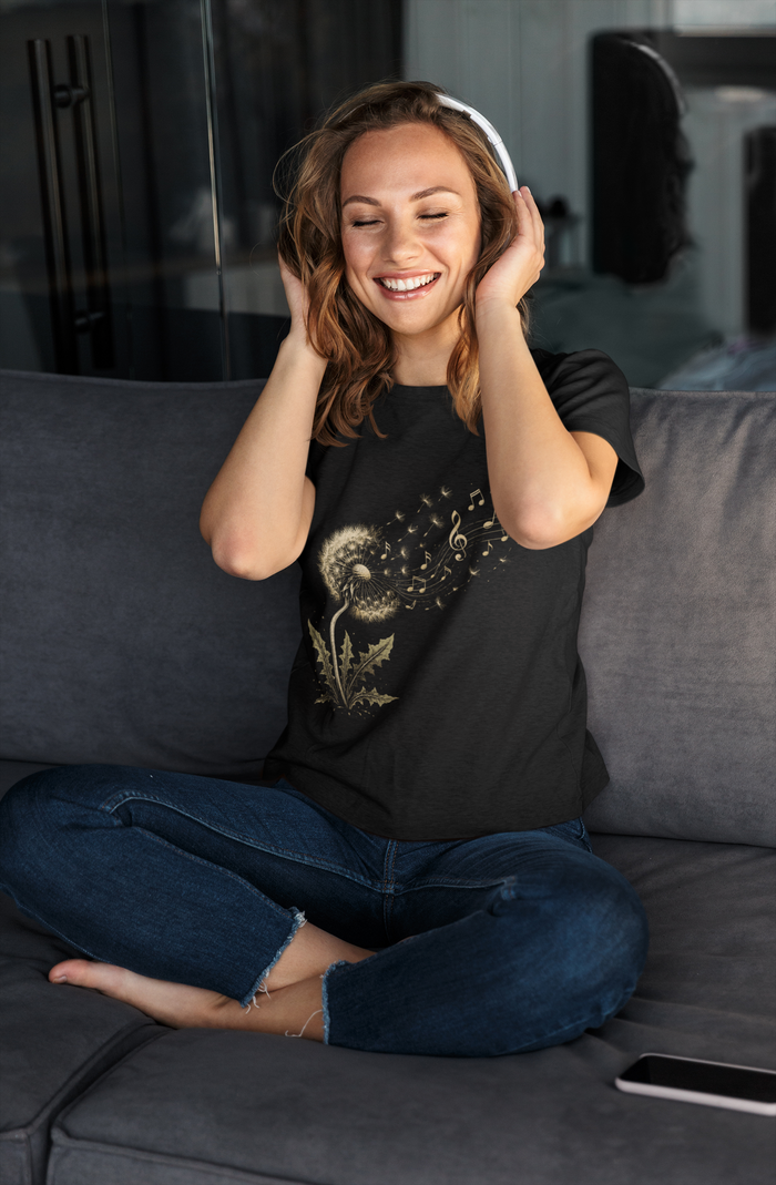 Dandelion Music Tee, Musical Note T-Shirt, Unique Music Lover Gift