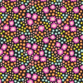 Dotty flowers on black