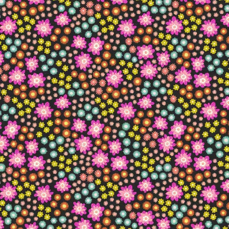 Dotty flowers on black