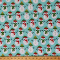 Jingle Flannel-Turquoise Snowmen