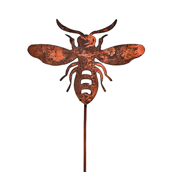 Mtl Rust/Nat Bee Pick Garden Art - 4 x 12 Inch