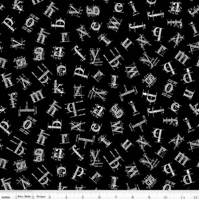 Old School Tossed Letters (Black)