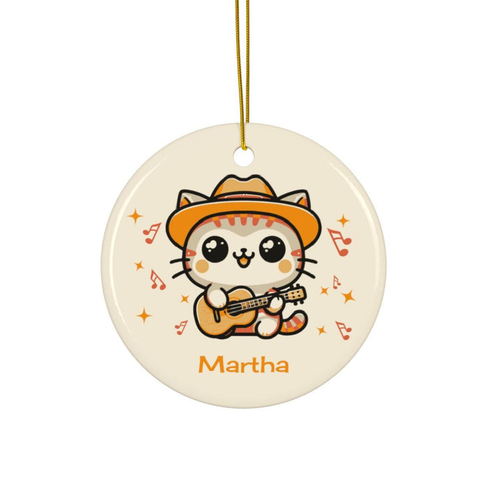 Personalized Cat Guitar Ornament: Custom Name Christmas Keepsake