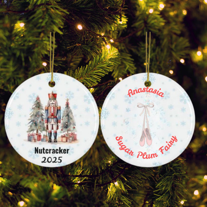 Personalized Nutcracker Ballet Ornament: Double-Sided Ceramic Keepsake