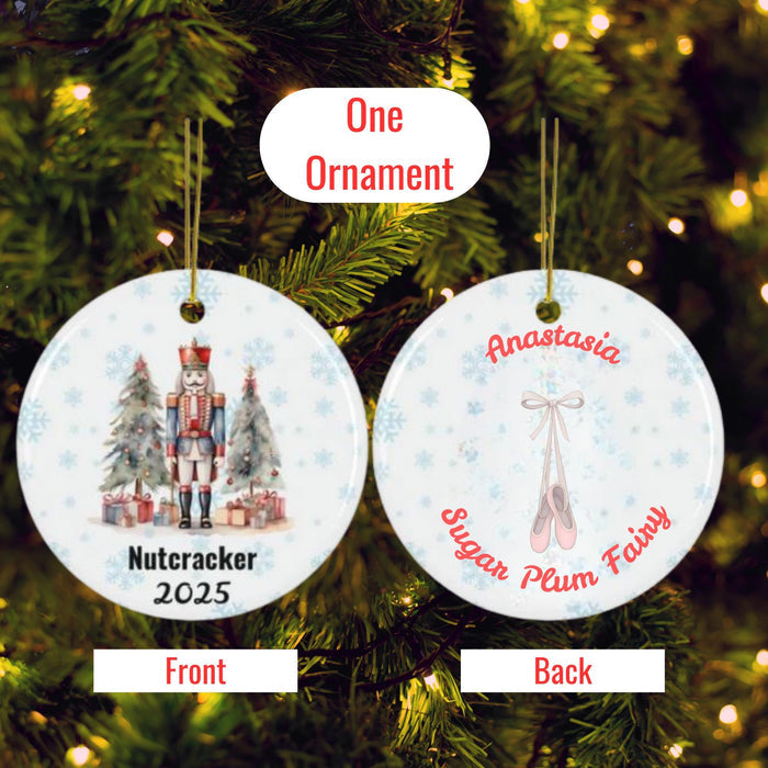 Personalized Nutcracker Ballet Ornament: Double-Sided Ceramic Keepsake