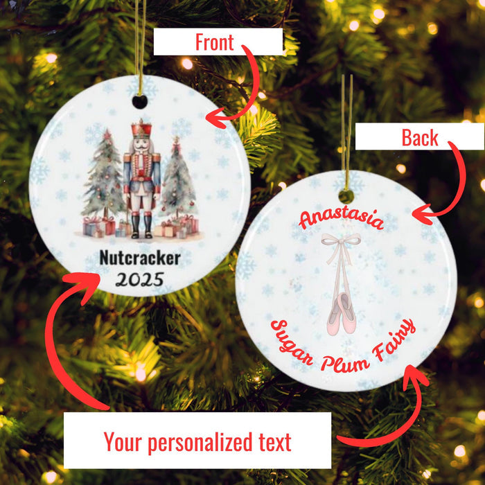 Personalized Nutcracker Ballet Ornament: Double-Sided Ceramic Keepsake