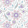 Stitch Garden Floral (Gray/Purple)