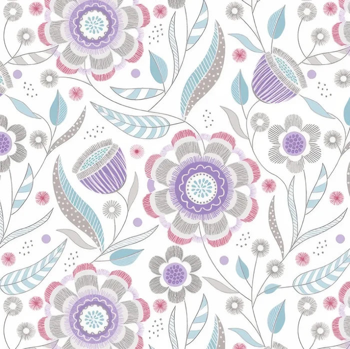 Stitch Garden Floral (Gray/Purple)