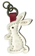 Zipper Charm Leather Like Bunny White
